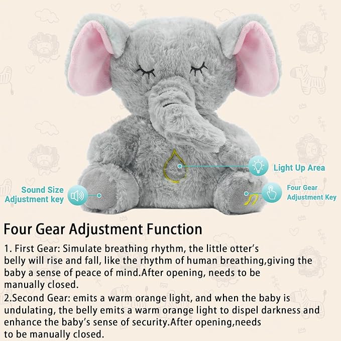 Breathing elephant plush toy