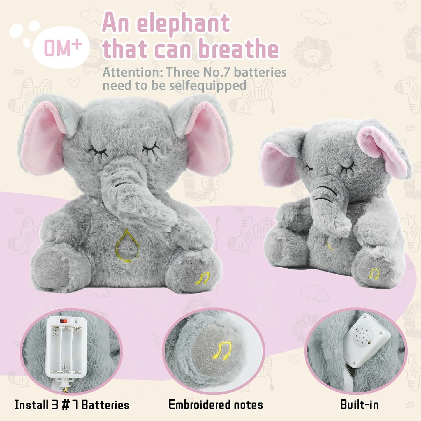 Breathing elephant plush toy